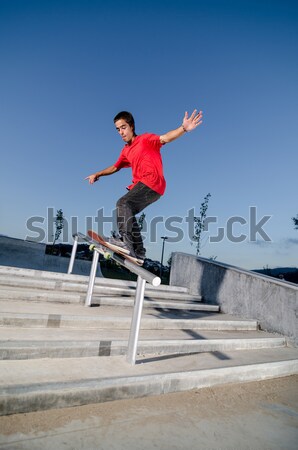 Skateboarder on a grind Stock photo © homydesign