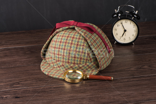 Sherlock Hat and magnifying glass Stock photo © homydesign