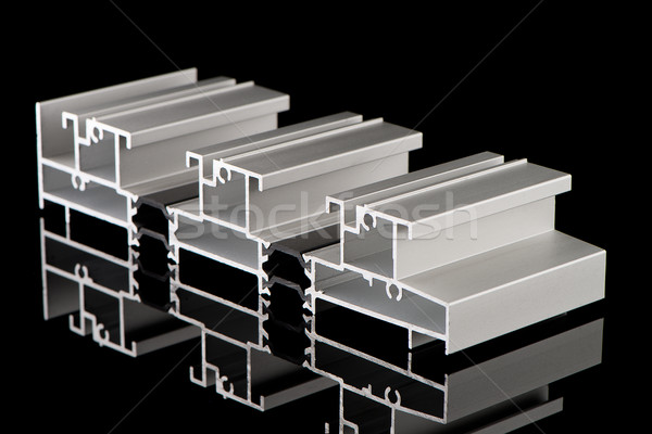 Сток-фото: алюминий · профиль · образец · изолированный · черный · здании