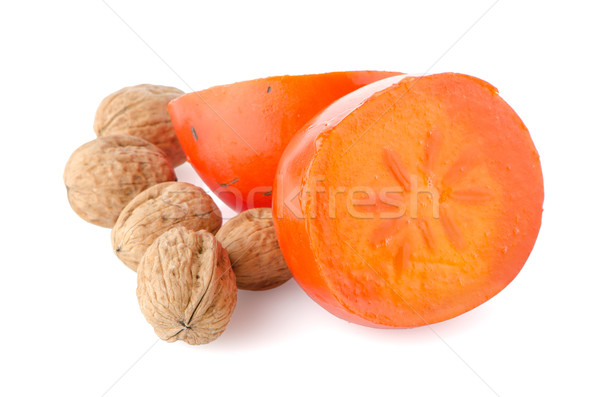 [[stock_photo]]: Noix · blanche · fruits · fond · orange