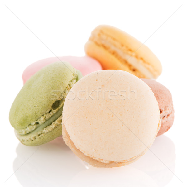 Colorat franceza macarons alb alimente cafea Imagine de stoc © homydesign