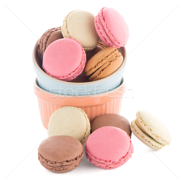 Foto d'archivio: Colorato · francese · macarons · bianco · caffè · torta