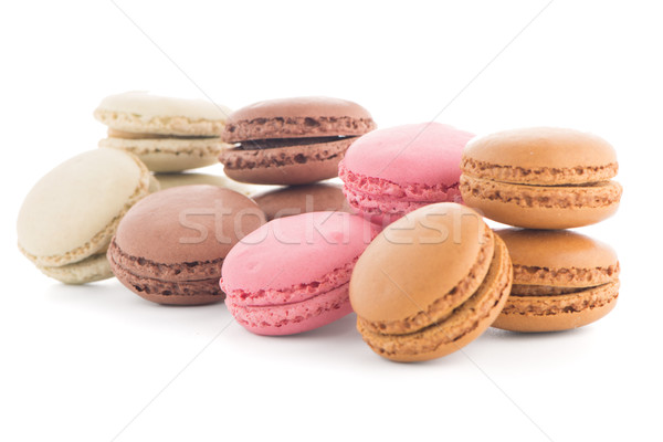 Stok fotoğraf: Renkli · fransız · macarons · beyaz · gıda · kahve