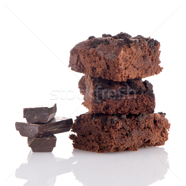 Czekolady deser biały tle ciasto jedzenie Zdjęcia stock © homydesign