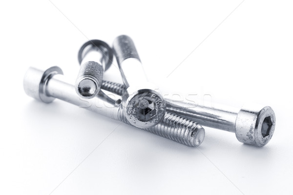 Stock photo: Hex head bolt screws thread 