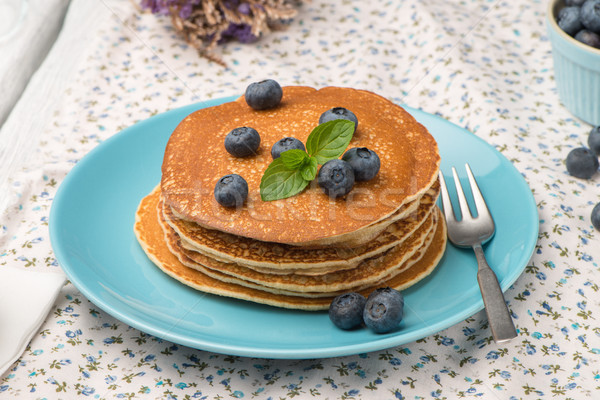 Pancakes with fresh blackberries Stock photo © homydesign