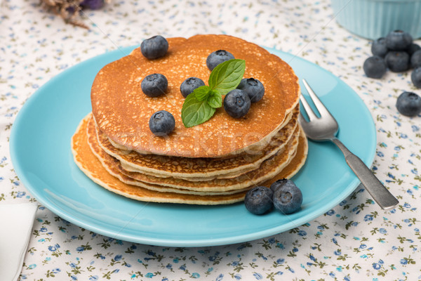 Pancakes with fresh blackberries Stock photo © homydesign