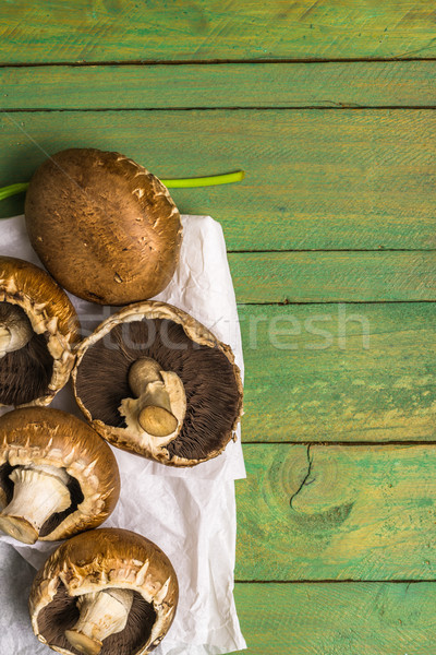 Fresh uncooked brown mushrooms Stock photo © homydesign