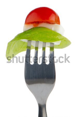 Caprese salade vork ingrediënten geïsoleerd witte groene Stockfoto © homydesign