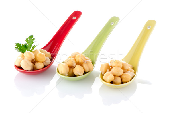 chickpeas over spoons Stock photo © homydesign