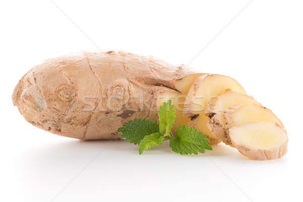 Gengibre raiz branco isolado comida fundo Foto stock © homydesign