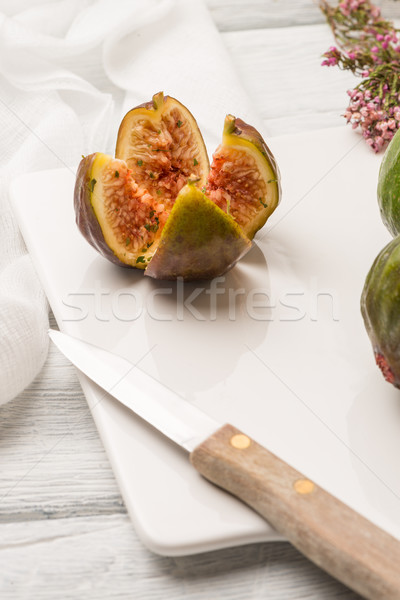 Méz fa asztal szelektív fókusz fa gyümölcs üveg Stock fotó © homydesign