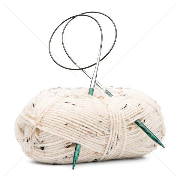 Beige knitting wool with needles Stock photo © homydesign
