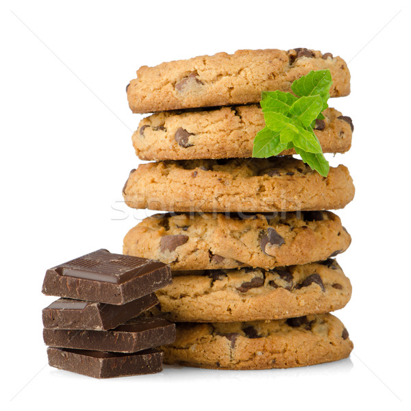 Chocolate chip cookies with chocolate parts Stock photo © homydesign
