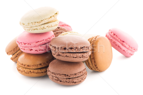 Colorat franceza macarons alb alimente cafea Imagine de stoc © homydesign