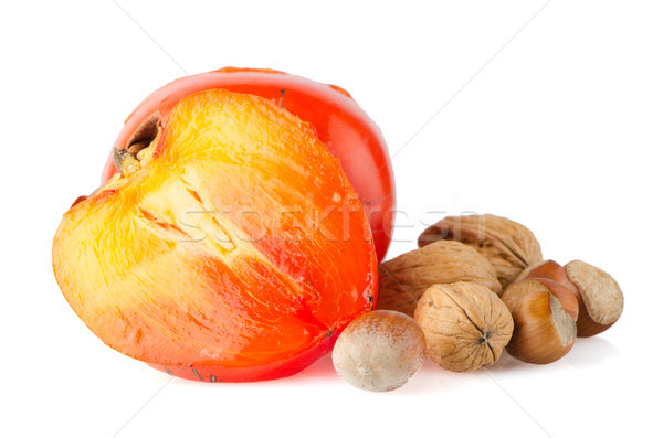 Rijp noten witte vruchten achtergrond oranje Stockfoto © homydesign