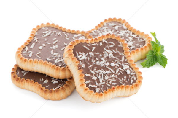 Chocolate tarta cookies delicioso blanco postre Foto stock © homydesign