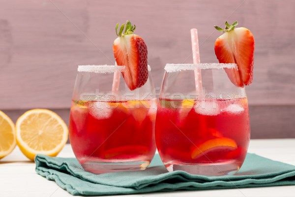 Stock photo: Cold strawberry drink