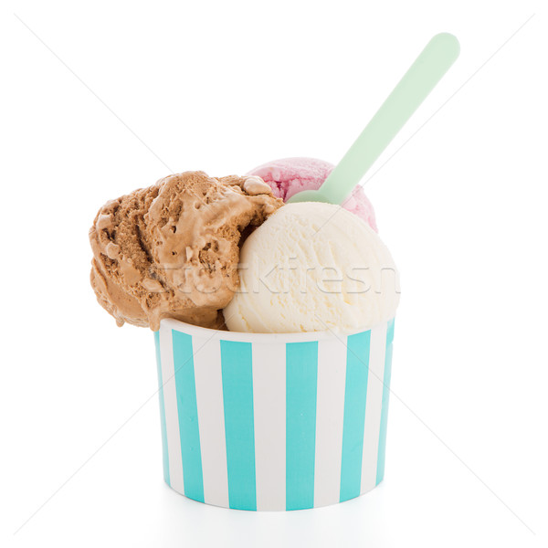 Fagylalt merítőkanál papír csésze fehér étel Stock fotó © homydesign