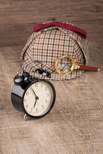 Sherlock Hat and magnifying glass Stock photo © homydesign