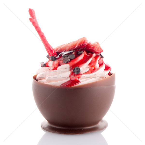 Strawberry and chocolate pastry mousse Stock photo © homydesign