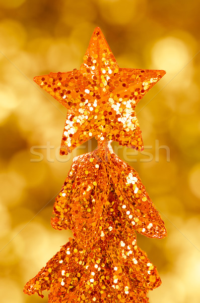 Lentejuela árbol de navidad dorado estrellas superior fondo Foto stock © homydesign