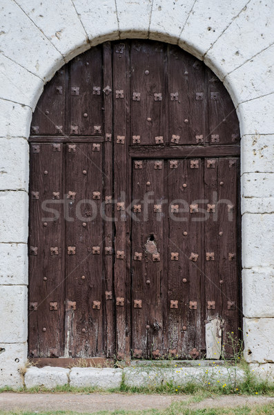 Starych drzwi średniowiecznej era budowy Zdjęcia stock © homydesign