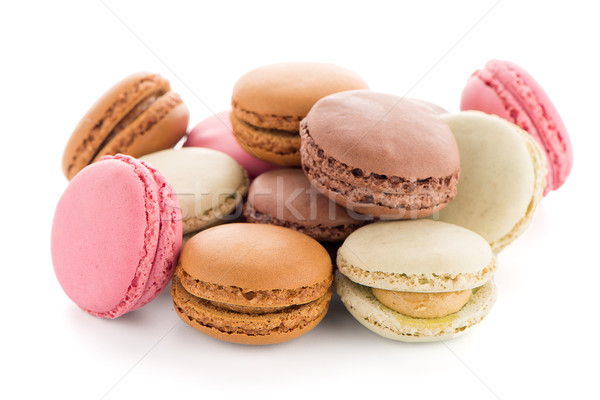 Colorat franceza macarons alb alimente cafea Imagine de stoc © homydesign