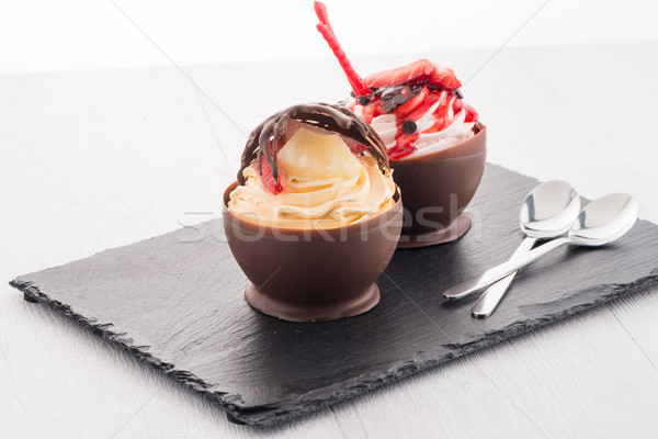 Strawberry and chocolate pastry mousse Stock photo © homydesign