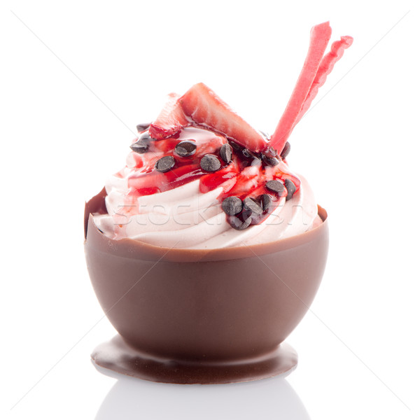 Strawberry and chocolate pastry mousse Stock photo © homydesign