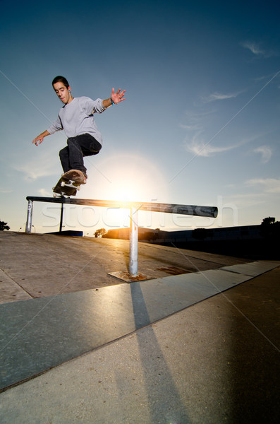 Skateboarder on a grind Stock photo © homydesign