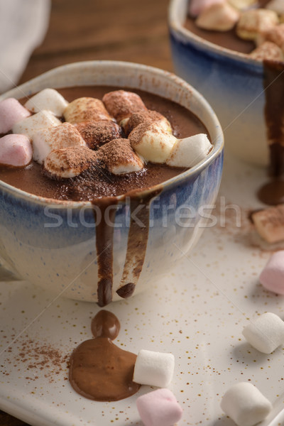 Hot chocolate drink with marshmallows Stock photo © homydesign