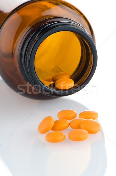 Stock foto: Pillen · Flasche · weiß · medizinischen · Gesundheit · blau