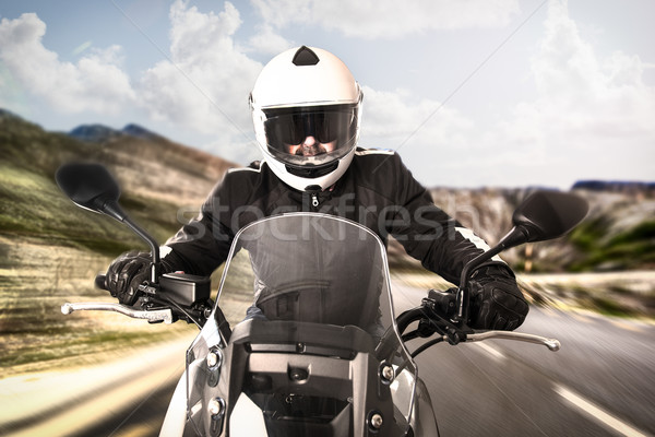 Yol kask siyah ceket binicilik Stok fotoğraf © homydesign