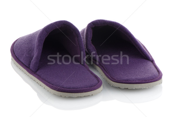 Paar paars slippers witte home achtergrond Stockfoto © homydesign