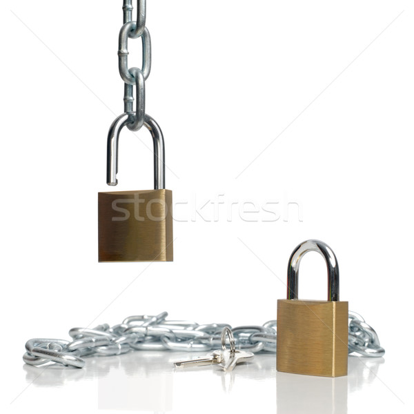 Kette isoliert weiß Metall Schlüssel Stahl Stock foto © homydesign