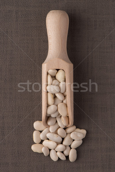 Holz schöpfen weiß Bohnen top Ansicht Stock foto © homydesign