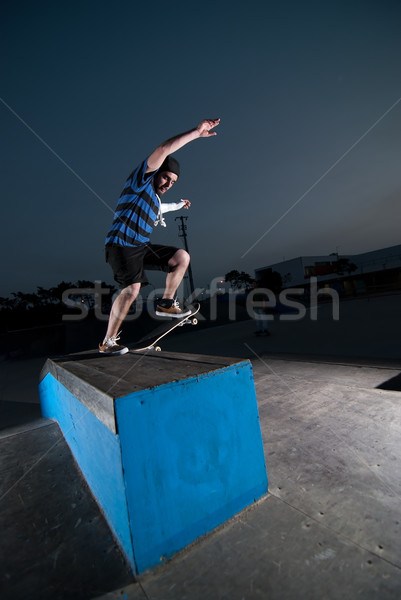 Skateboarder on a slide Stock photo © homydesign