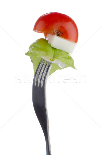 Caprese salade vork ingrediënten geïsoleerd witte groene Stockfoto © homydesign