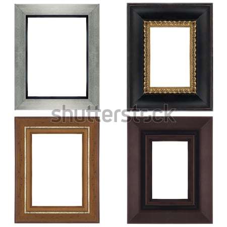 Vier Bild Frames isoliert weiß Holz Stock foto © homydesign