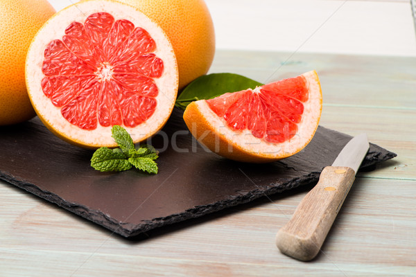 Grapefruit masa de lemn fruct sănătate Imagine de stoc © homydesign
