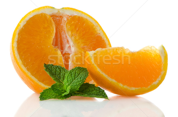Orange fruit segment and mint leaf  Stock photo © homydesign