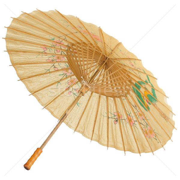 Orientalny parasol odizolowany biały tekstury drewna Zdjęcia stock © homydesign