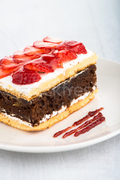 Stock photo: Chocolate strawberry cake 
