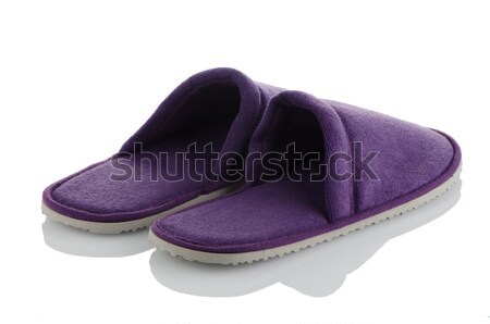 Stockfoto: Paar · paars · slippers · witte · huis · ontwerp