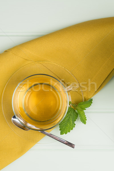Herbal tea with melissa in a glass cup Stock photo © homydesign