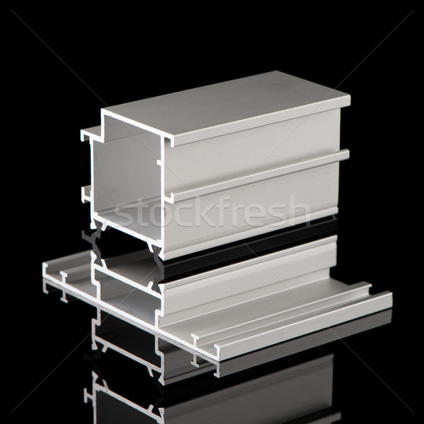 Foto d'archivio: Alluminio · profilo · campione · isolato · nero · costruzione