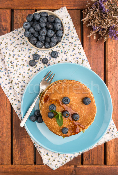 Pancakes with fresh blackberries Stock photo © homydesign