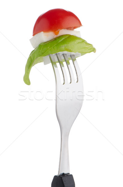 Caprese salade vork ingrediënten geïsoleerd witte groene Stockfoto © homydesign