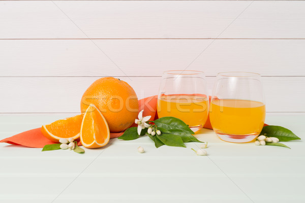 Vers sinaasappelsap hout vruchten glas cocktail Stockfoto © homydesign
